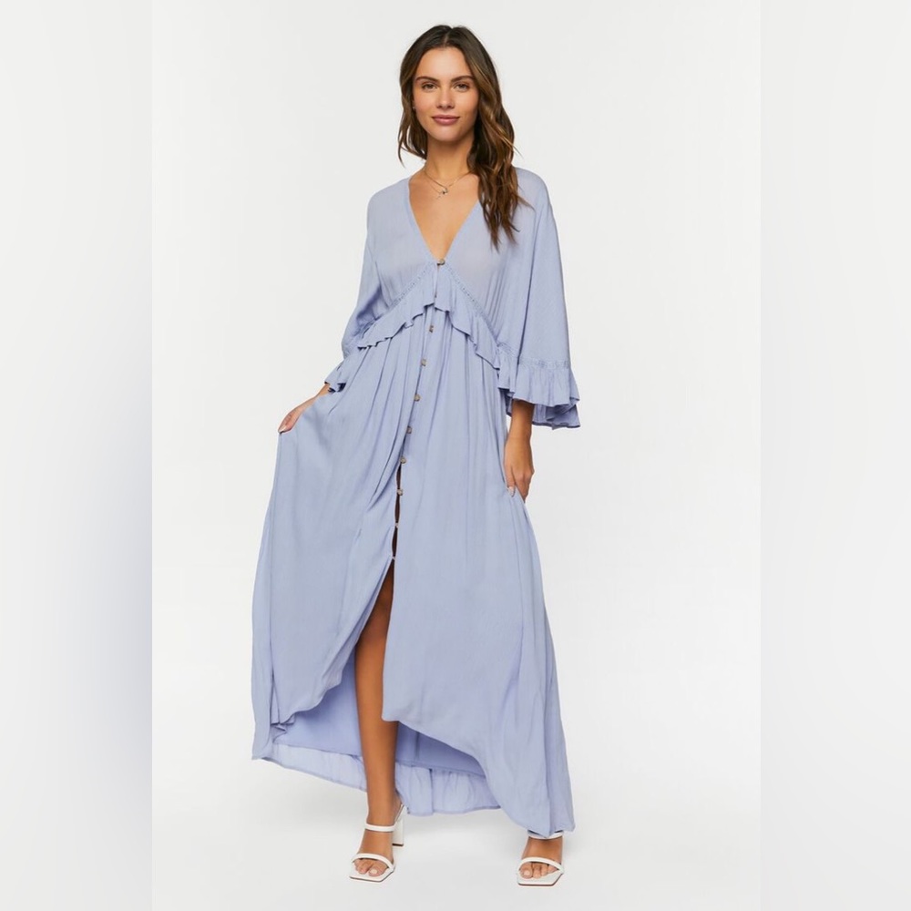 Forever 21 Butterfly-Sleeve Flounce Maxi Dress
